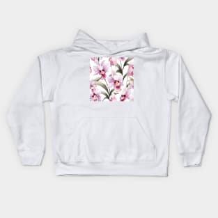 Watercolor Orchid Pattern 11 Kids Hoodie